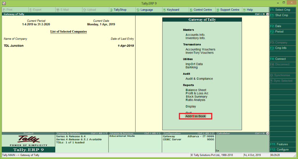 TDL for Address Book in Tally TDL Store