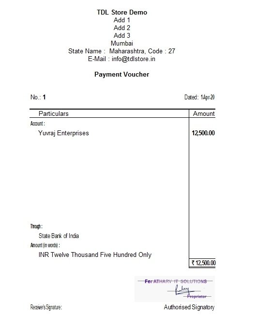 TDL for Print Self Signature on Tally Invoice Download Free Trial