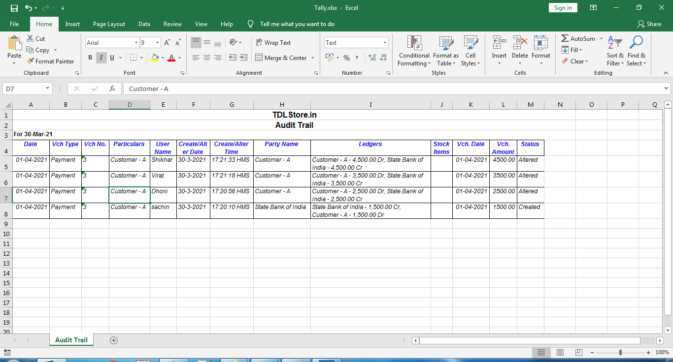Guide on how Implement Audit Trail in Tally | TDLStore.in