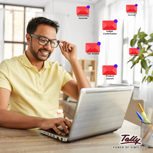 Emails & Reminders from TallyPrime Outstanding Reminders from Tally
