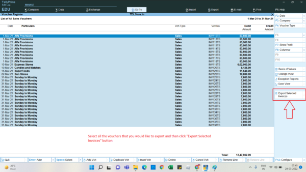 Bulk Invoice Export from Tally