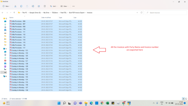 Exported Invoice from Tally