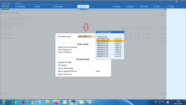 Linking Indent with Purchase Order