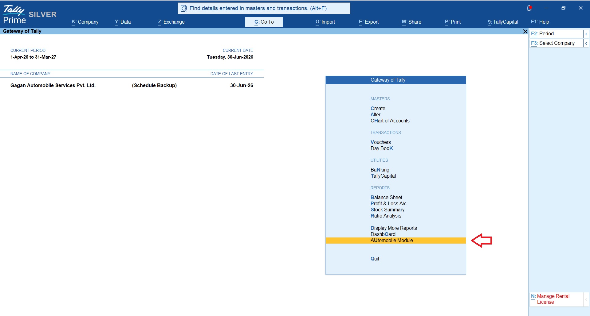 Automobile Vehicle Sales Billing in Tally 1
