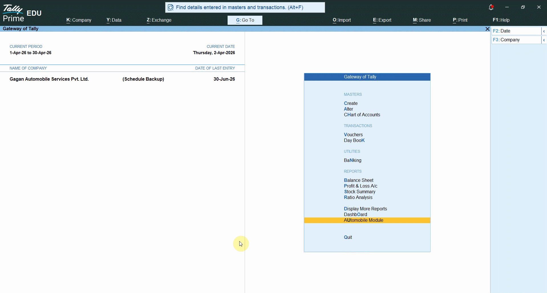 Vehicle Sales Register