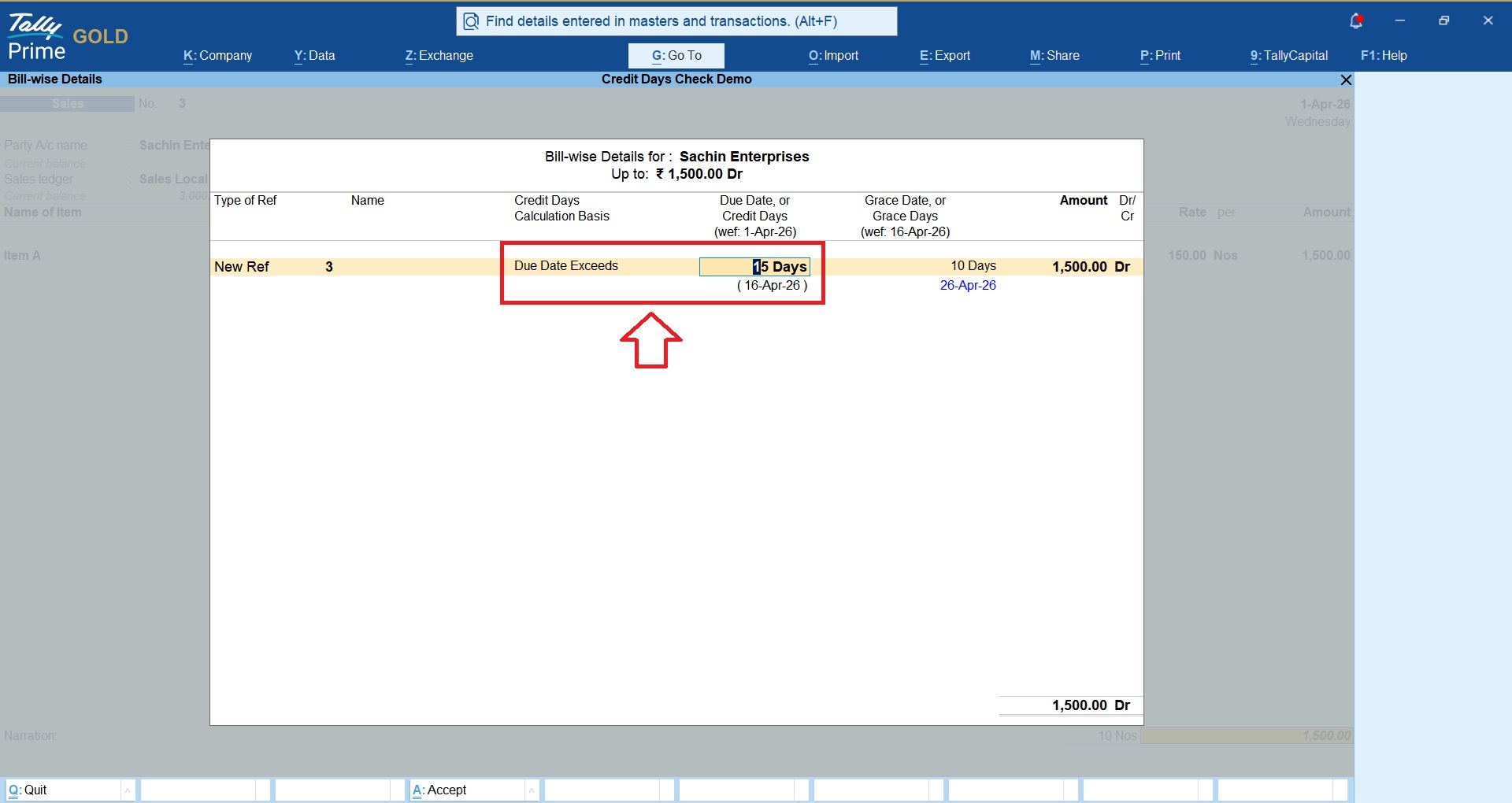 Credit Control in TallyPrime 2