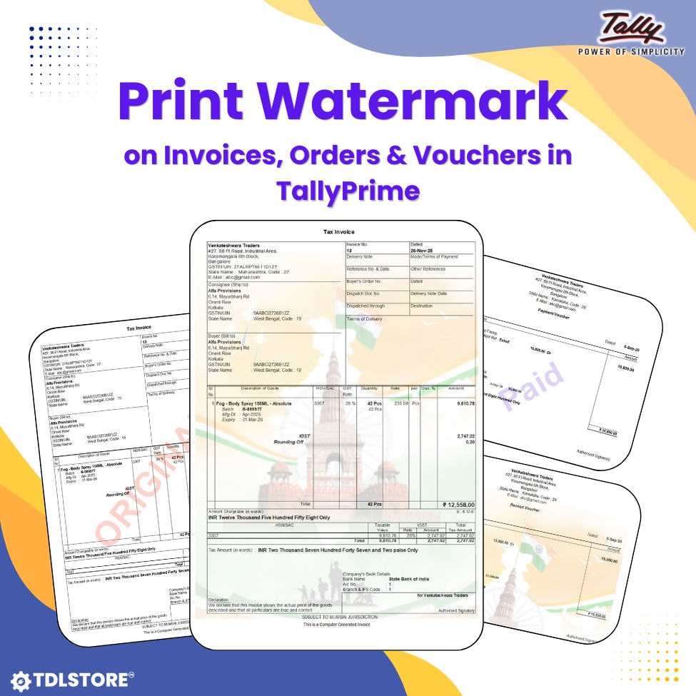 Watermark Printing in TallyPrime 1.2 Watermark in TallyPrime