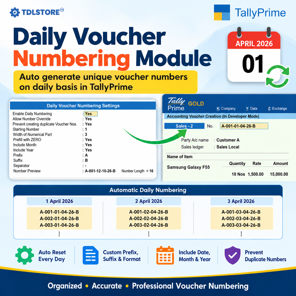 Daily Voucher Numbering in TallyPrime Daily Voucher Numbering in TallyPrime
